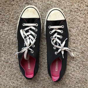 Black & Pink Double Tongue Converse Sneakers